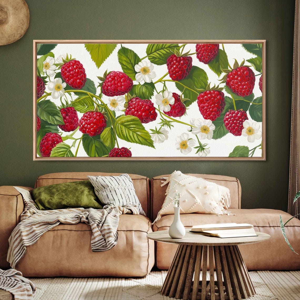 Red Raspberries With White Blossoms Botanical Illustration Print - Image 3