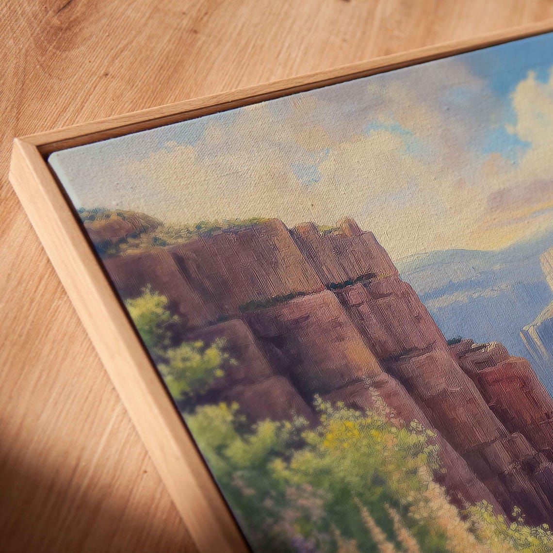 Wildflower Garden Canyon Path Painting Colorful Blooms Cliff Wall Art - Image 2