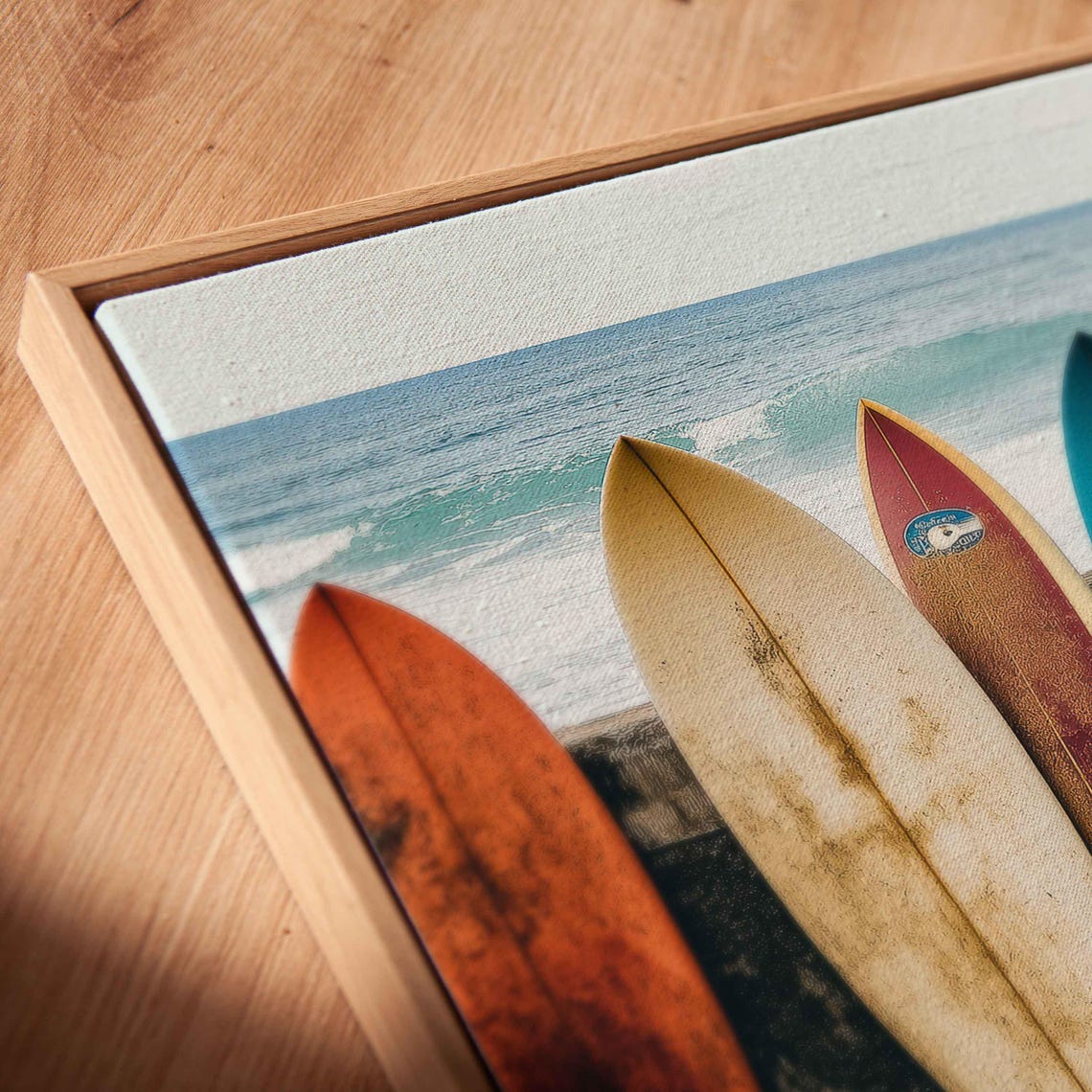 Vintage Surfboards Resting On Seawall Wall Art Print Gift For Surfer Beach Life Ready To Hang - Image 2