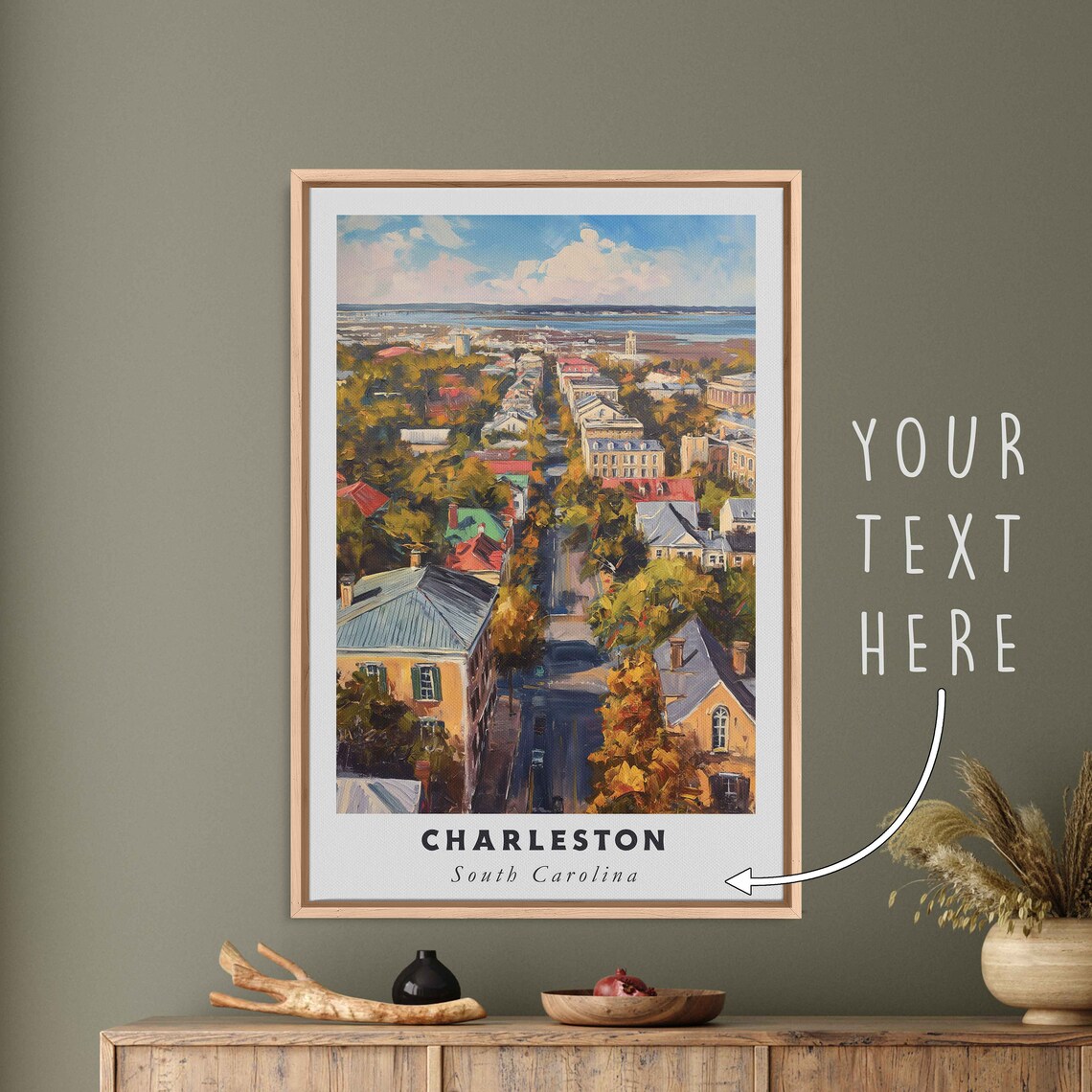 Charleston South Carolina Historic Street Harbor View Travel Poster