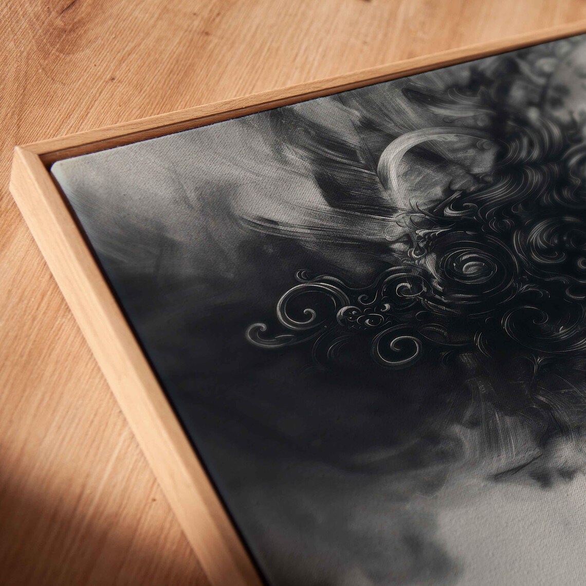 Ornate Skull Dissolving Into Smoke And Filigree Monochrome Gothic Art Poster - Image 2