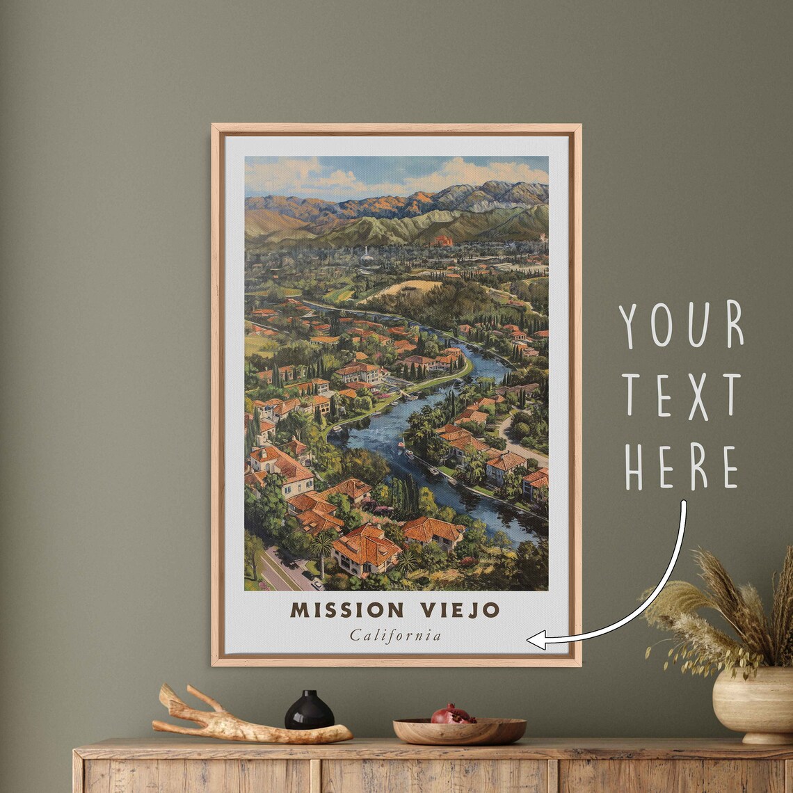Mission Viejo California Acrylic Painting Travel Art Framed Wall Art Framed Fine Art Poster Paper Print Travel Home Decor