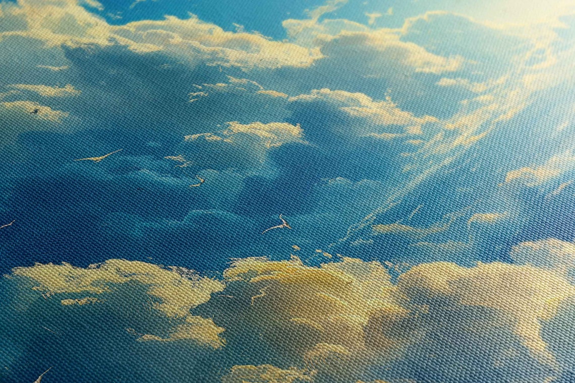 Giant Fluffy Cumulus Clouds Bright Blue Sky Ethereal Cloud Art Poster - Image 2
