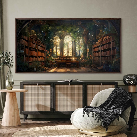 Magical Treehouse With Library In It Perfect Book Reading Nook Art On Ready To Hang Gift For Bookworms And Librarians