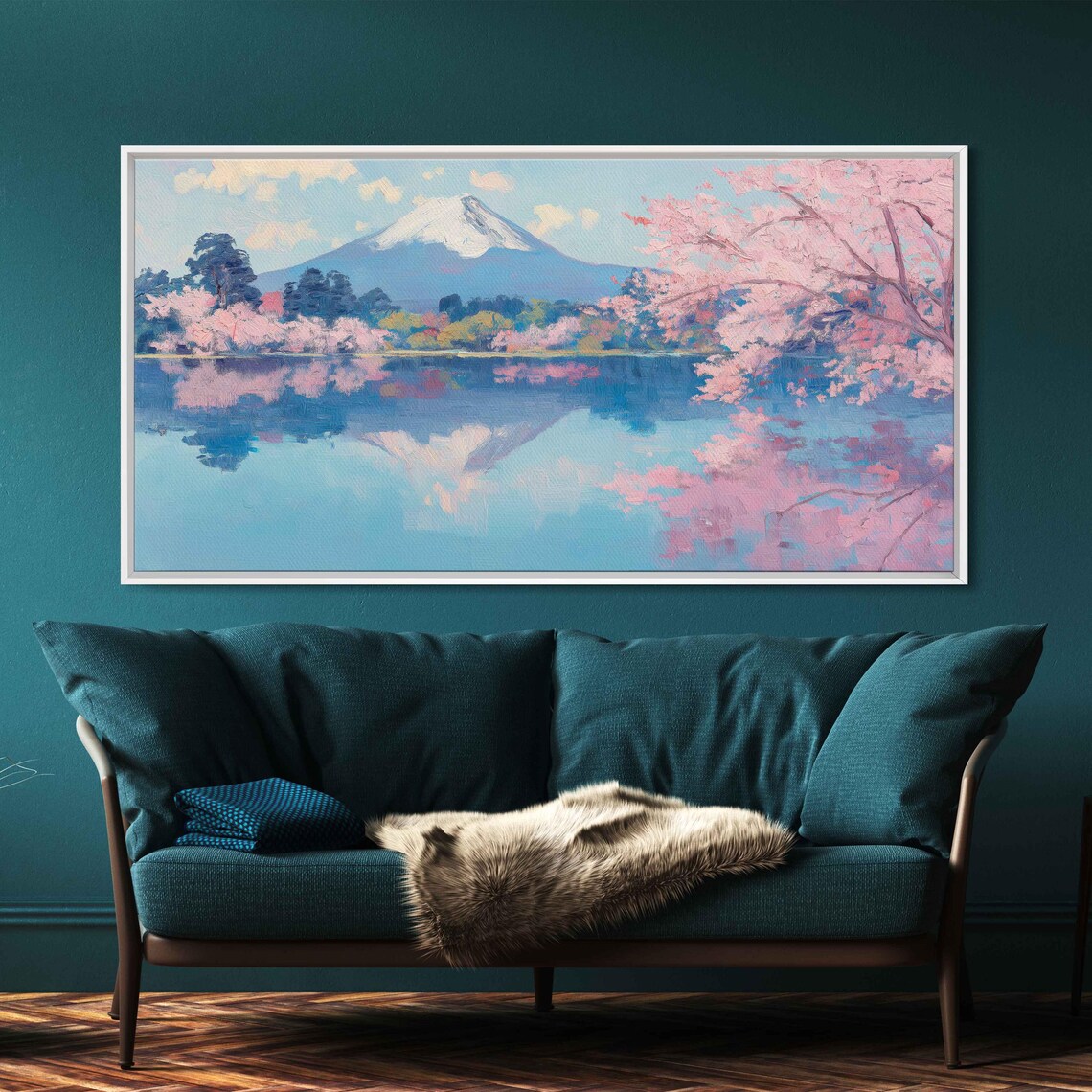 Mount Fuji Reflection, Cherry Blossom Trees