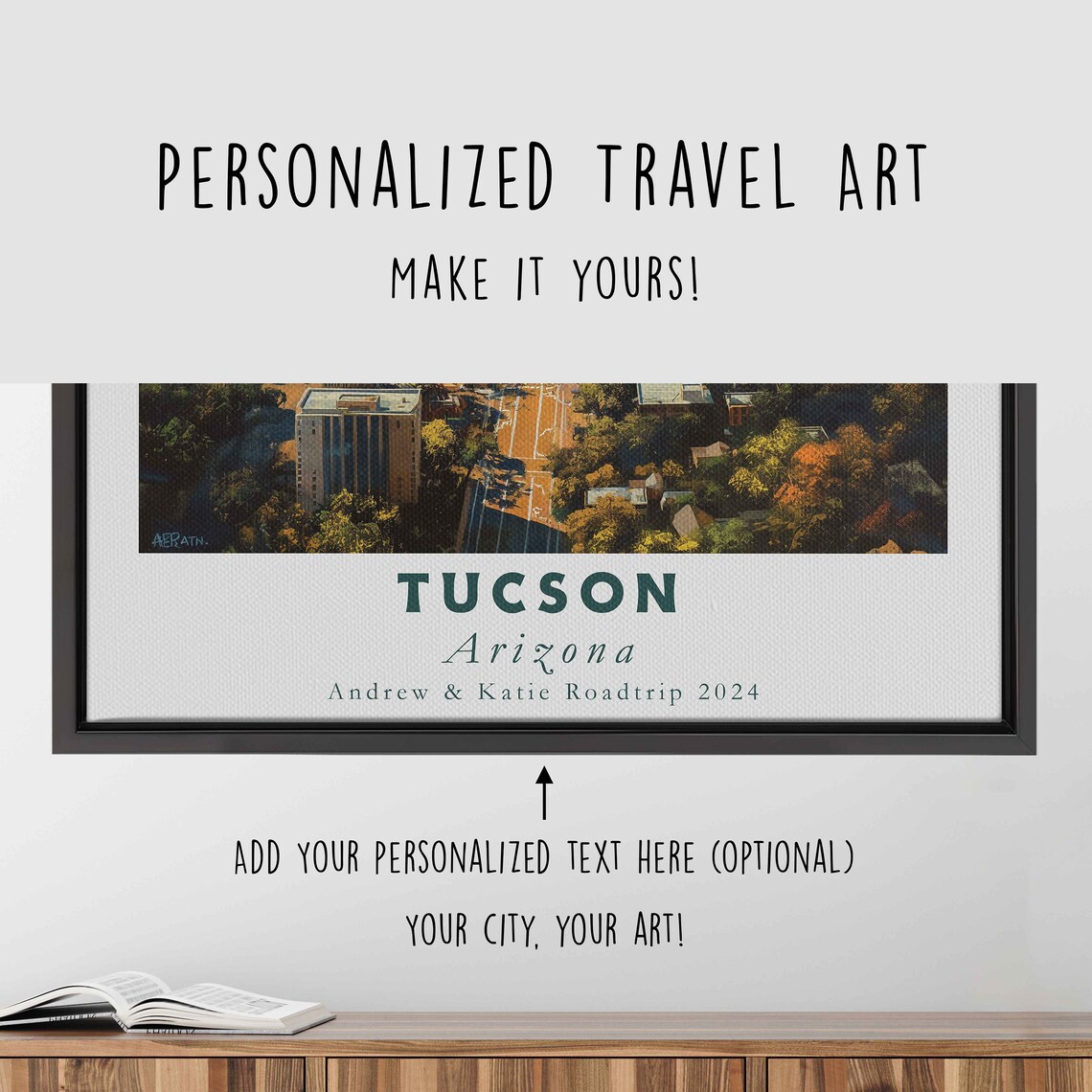 Tucson Arizona City Aerial View Mountain Desert Skyline Travel Poster - Image 4