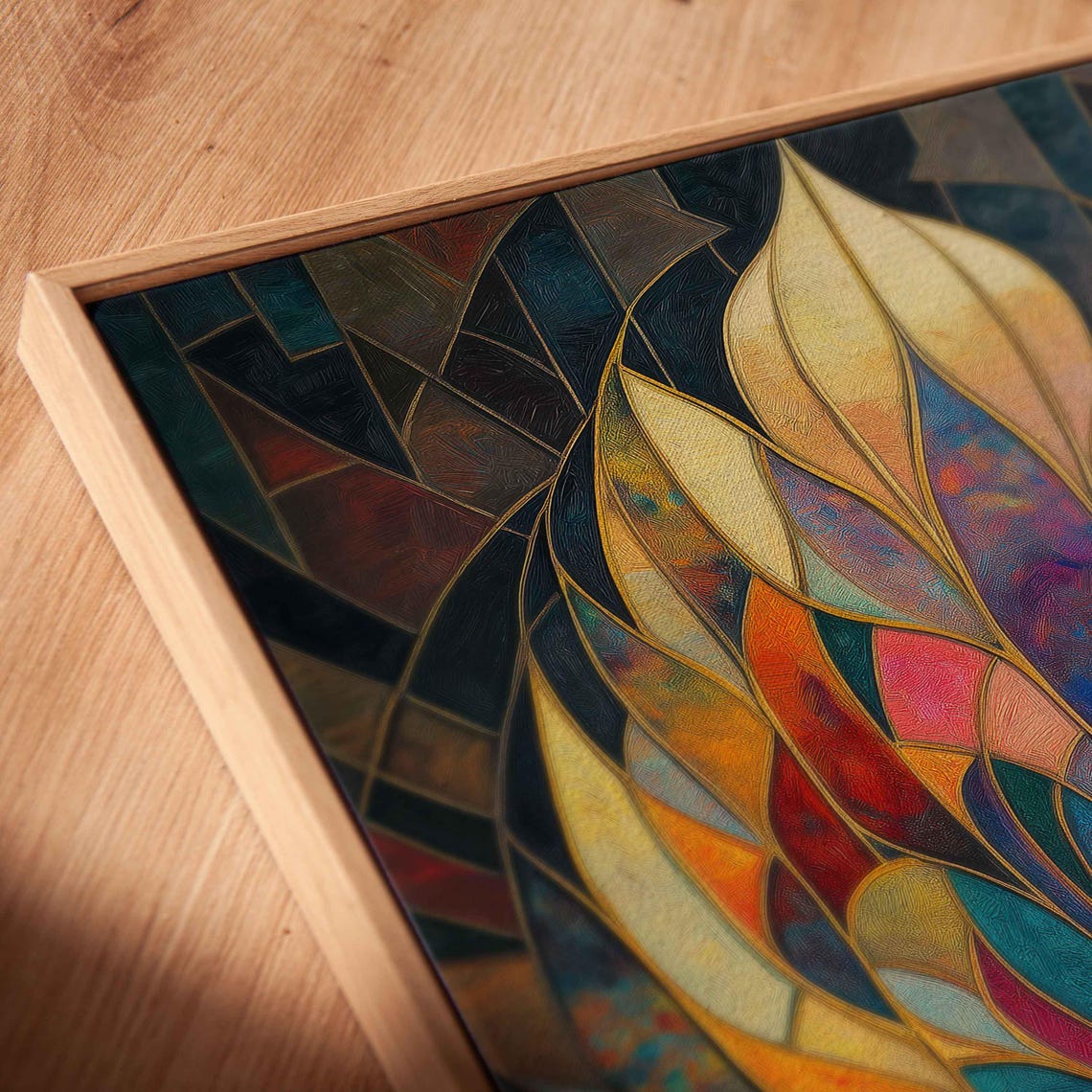 Art Deco Stained Glass Peacock Geometric Feathers Portrait Poster - Image 2