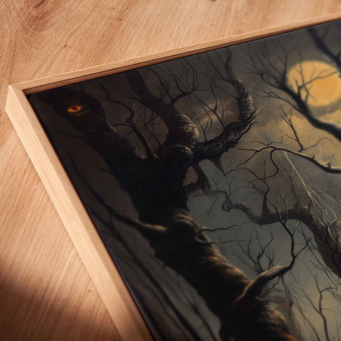 Haunted Forest With Glowing Eyes Moonlit Trail Spooky Night Poster - Image 2