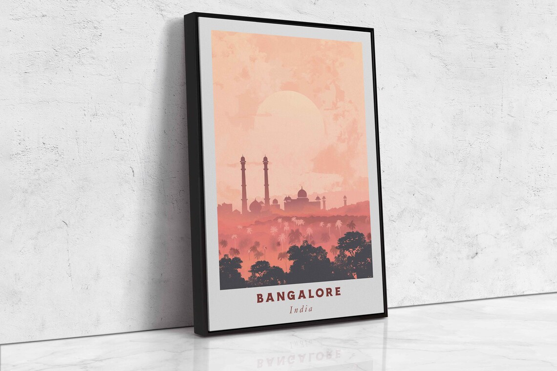 Bangalore India Old City Skyline Sunset Minimalist Travel Poster - Image 2