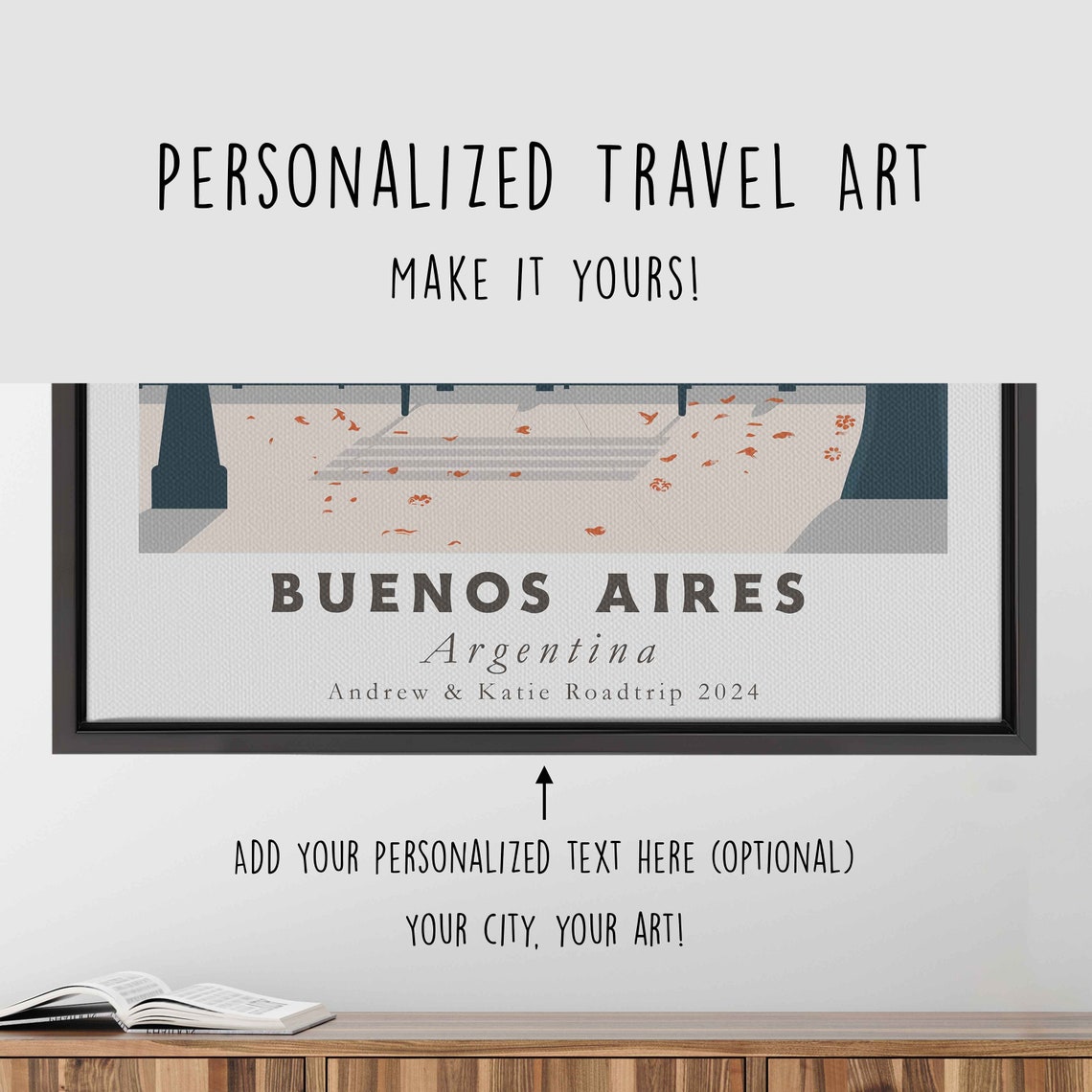 Buenos Aires Argentina Autumn Park Sunset Bench Clock Tower Poster - Image 4