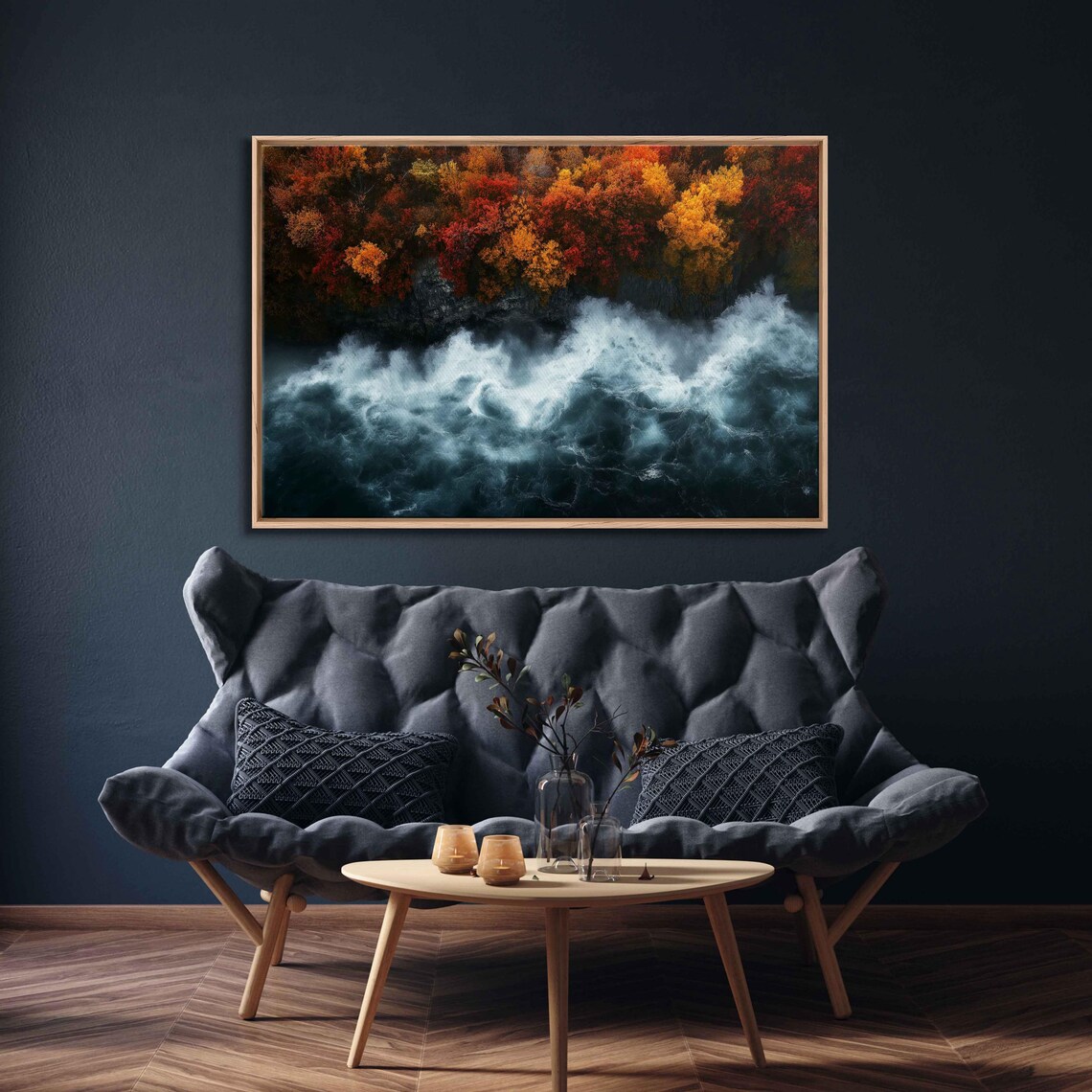 Niagara Falls Autumn Colorful Foliage Aerial Mist Nature Art Poster