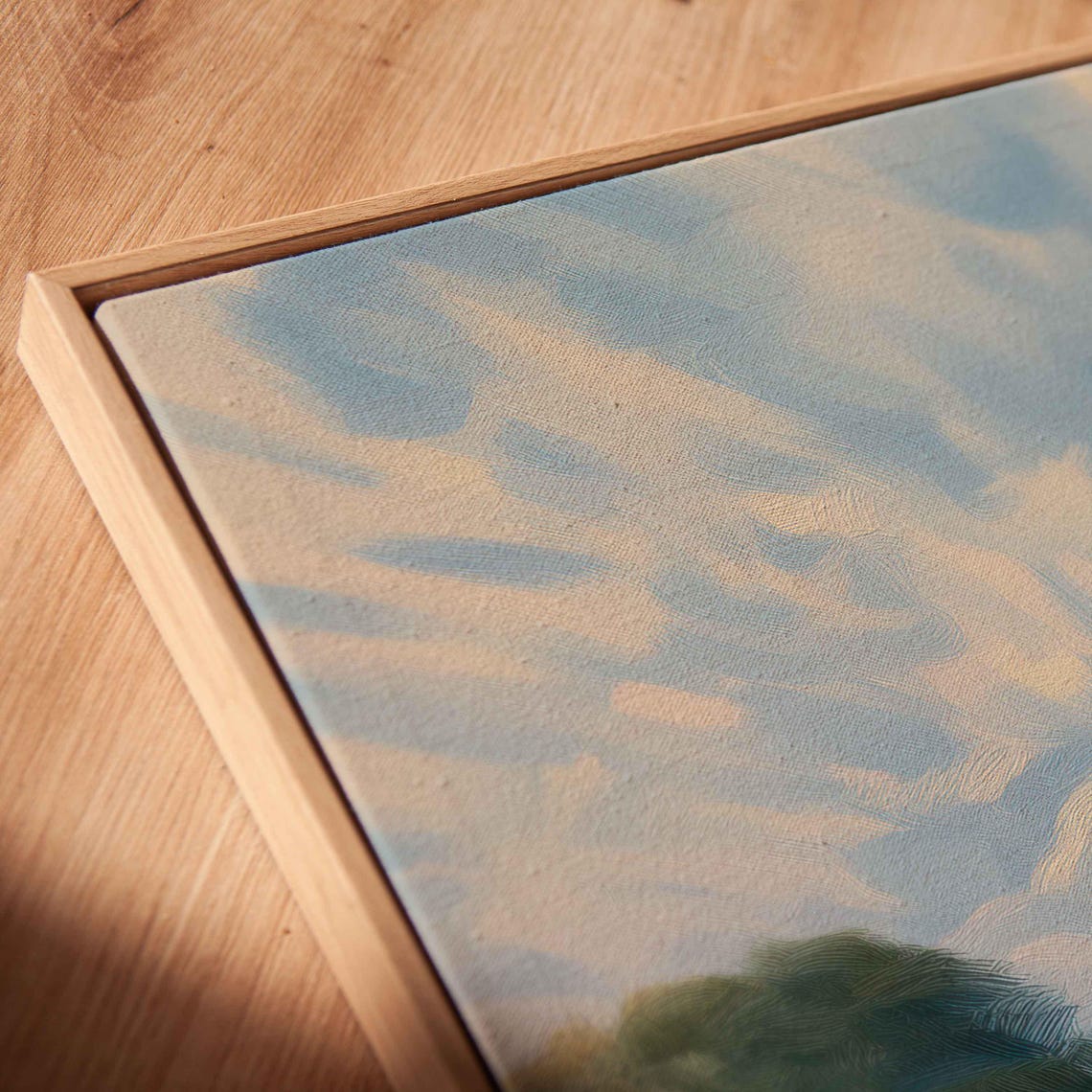 Stormy Sky Over English Village Wall Art Print Dramatic Nature Landscape Acrylic Painting - Image 2