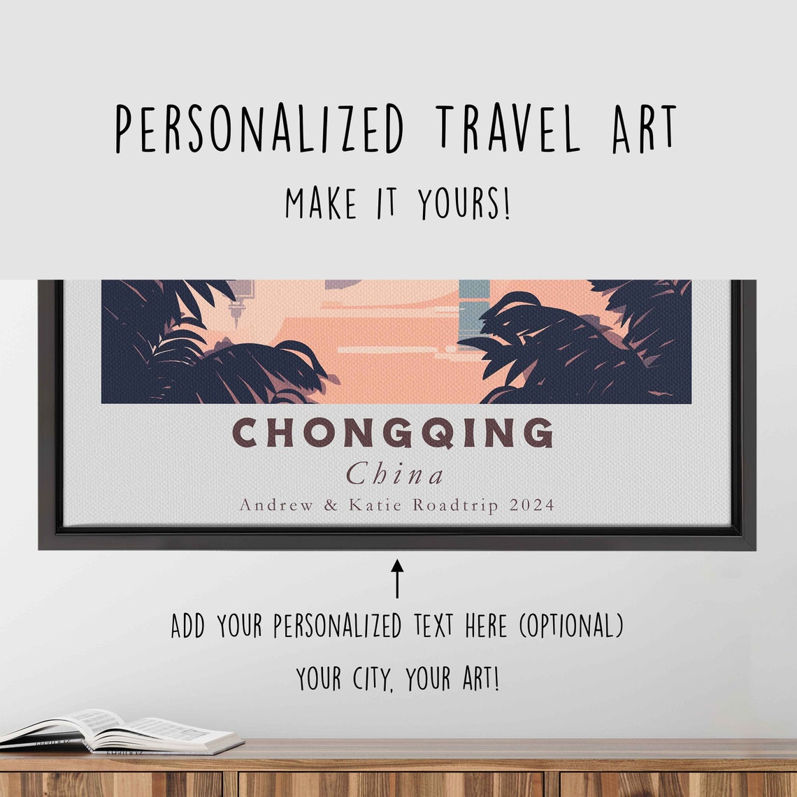 Chongqing China River Bridge Skyline Sunset Minimalist Travel Poster - Image 4