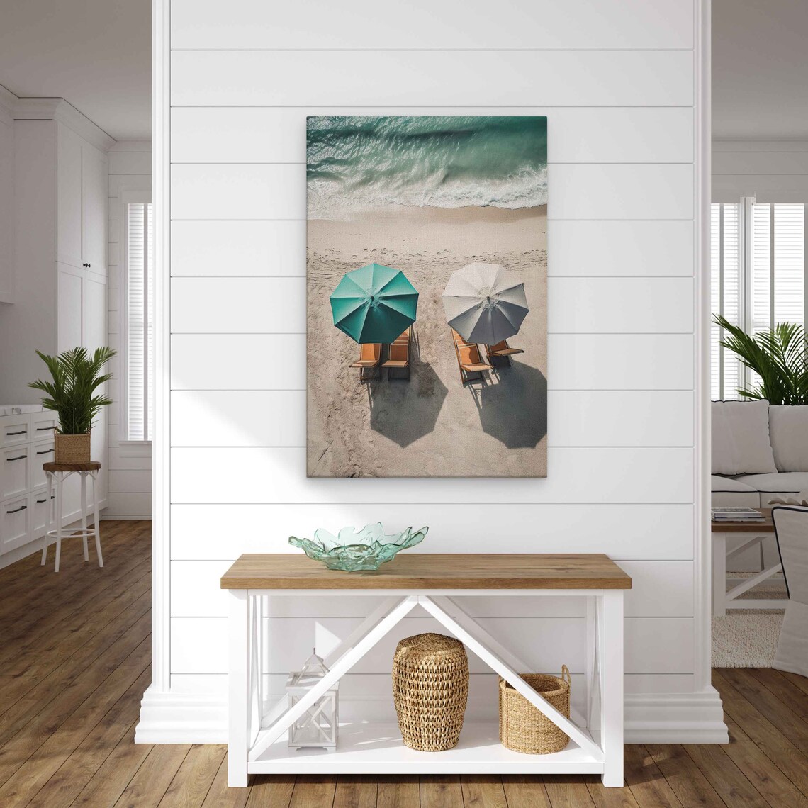 Aerial View Beach Umbrellas And Loungers On White Sand Turquoise Sea Print - Image 2