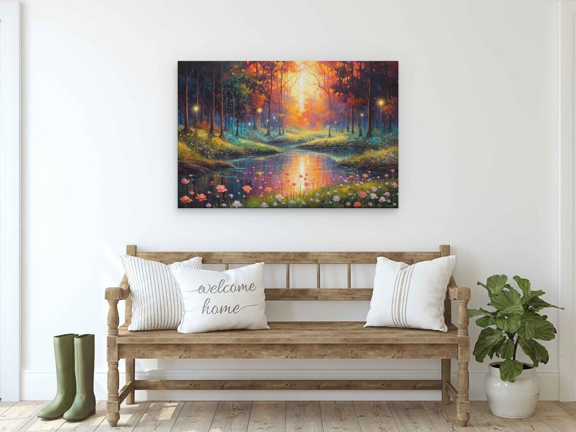 Whimsical Watercolor Magical Forest Print On Ready To Hang Framed Option Housewarming Gift For Her - Image 2