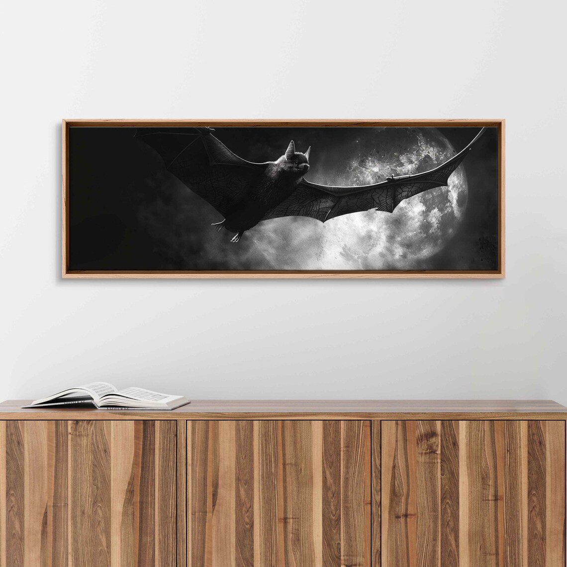 Giant Bat Flying Over Full Moon Clouds Dark Halloween Night Wall Poster - Image 3