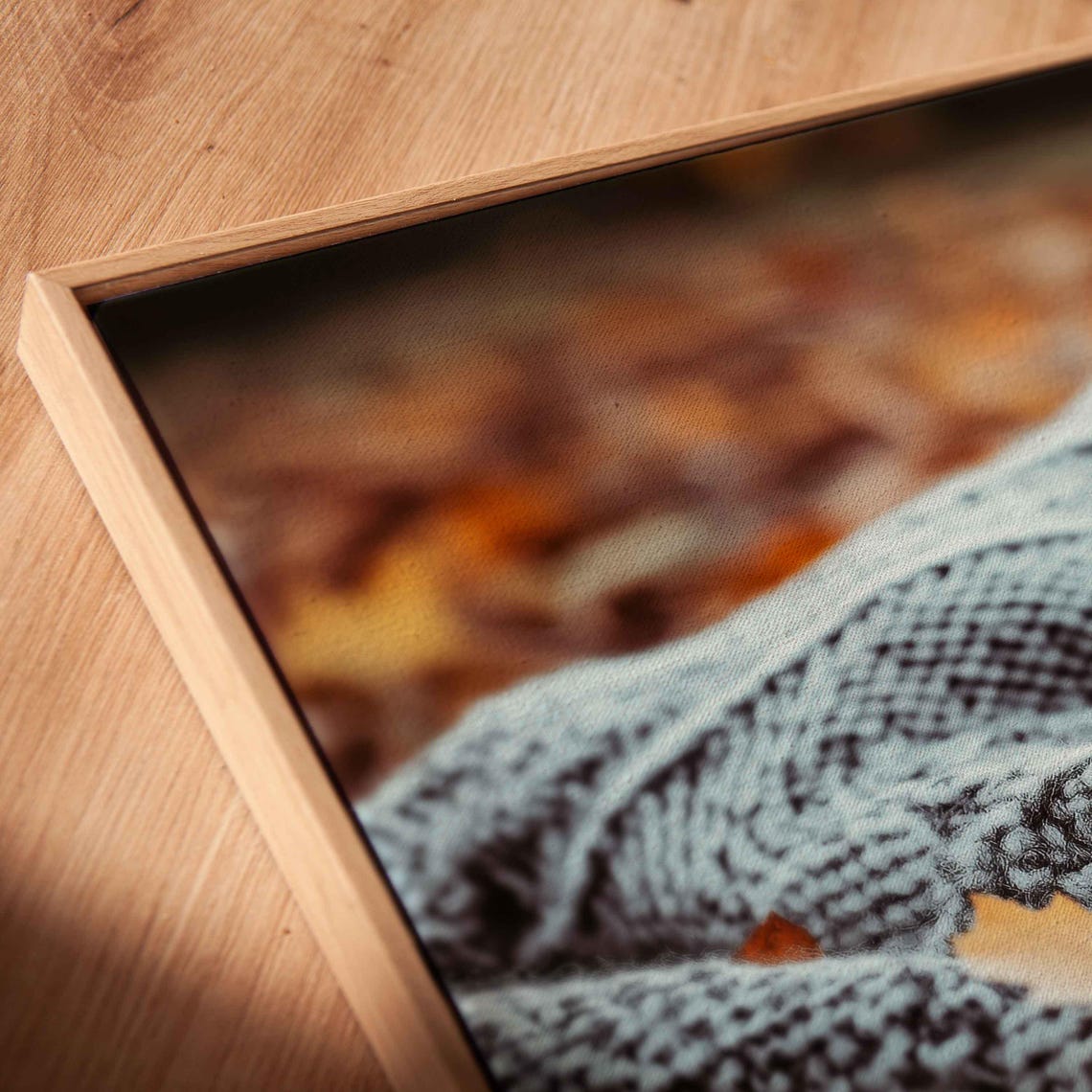 Cozy Coffee Mug Stacked Books Knit Blanket Autumn Leaves Fall Poster - Image 2