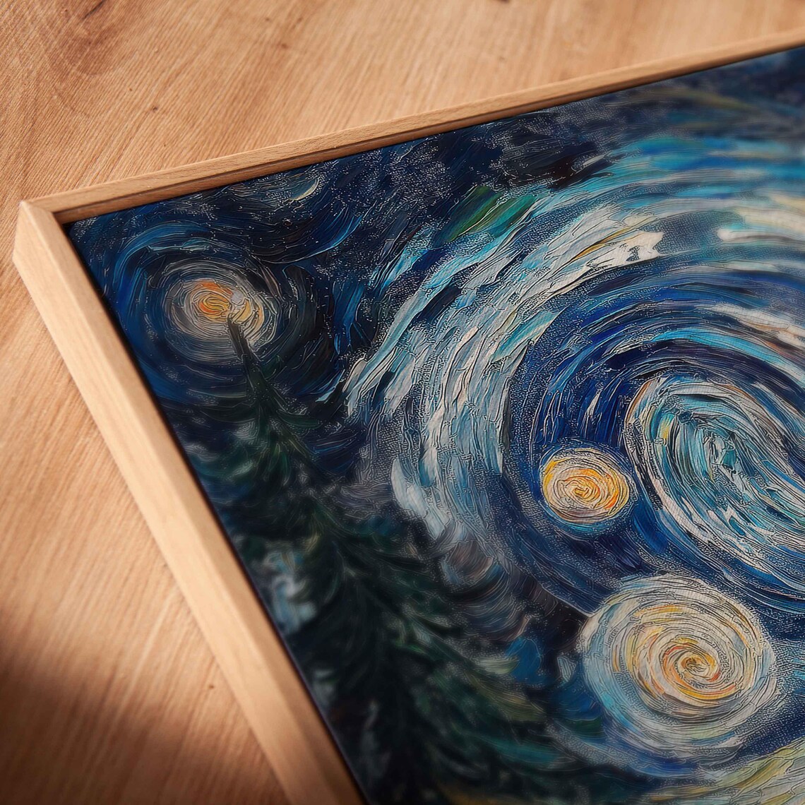 Swirling Night Sky Over Campfire Art Print - Image 2