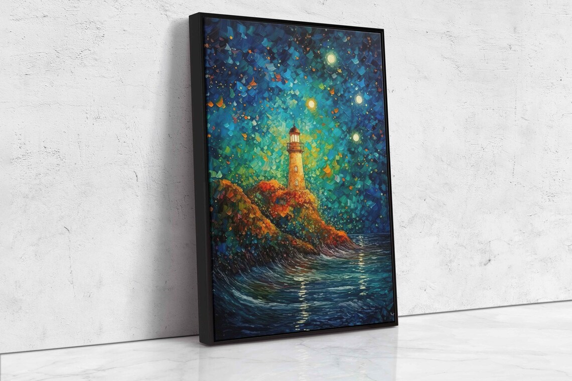 Lighthouse Semi-Abstract Colorful Wall Art Print - Image 4