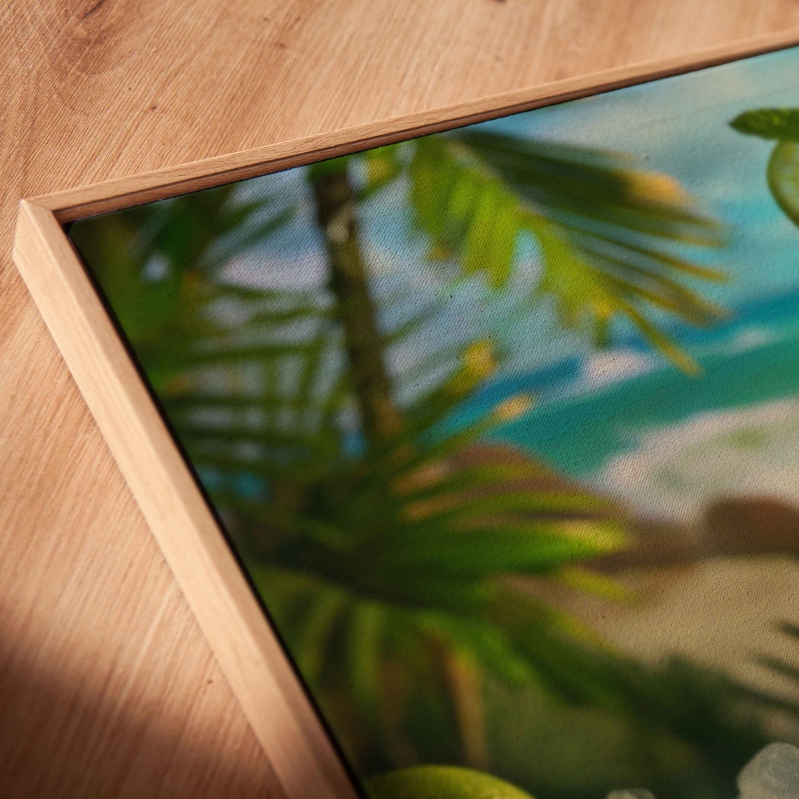 Tropical Majito Photo Ocean Waves Limes And Leaves Wall Art Print Ready To Hang - Image 2