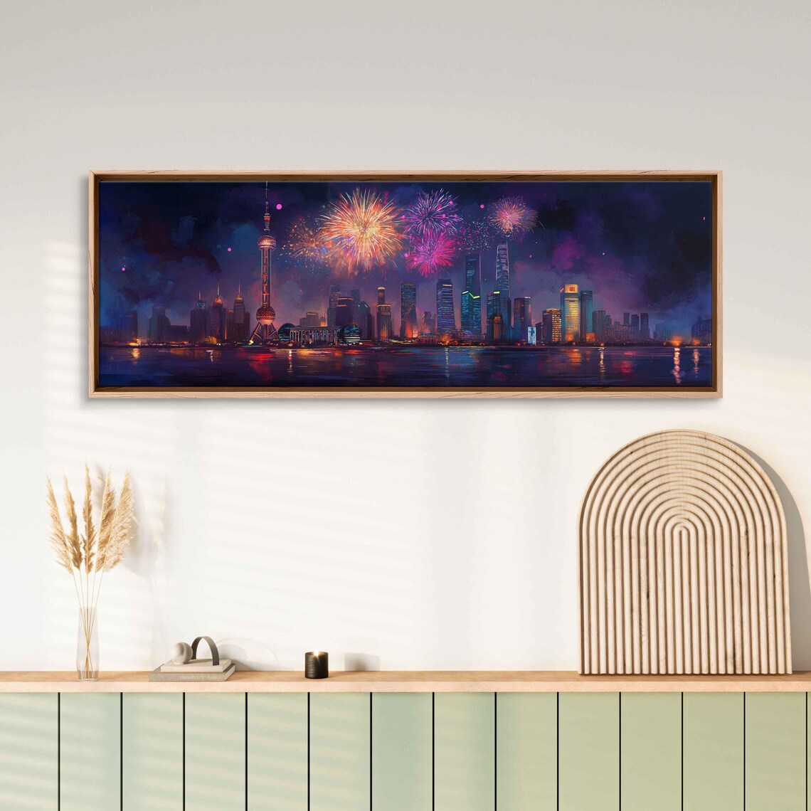 Majestic Fireworks Display Above City Skyline