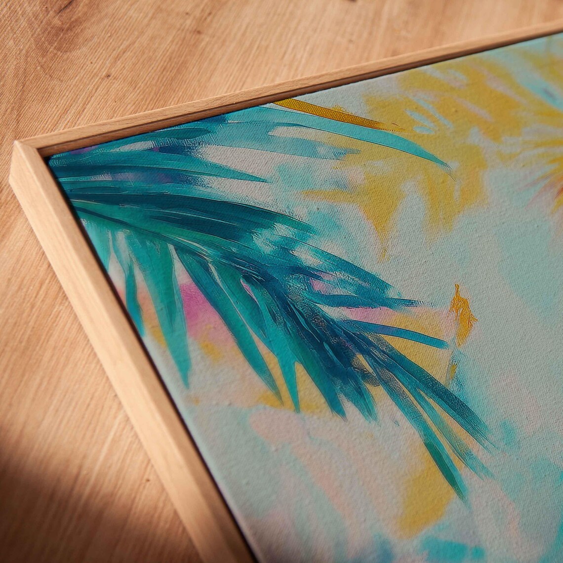 Majestic Lion Portrait Vibrant Acrylic Tropical Palm Colorful Art Poster - Image 2