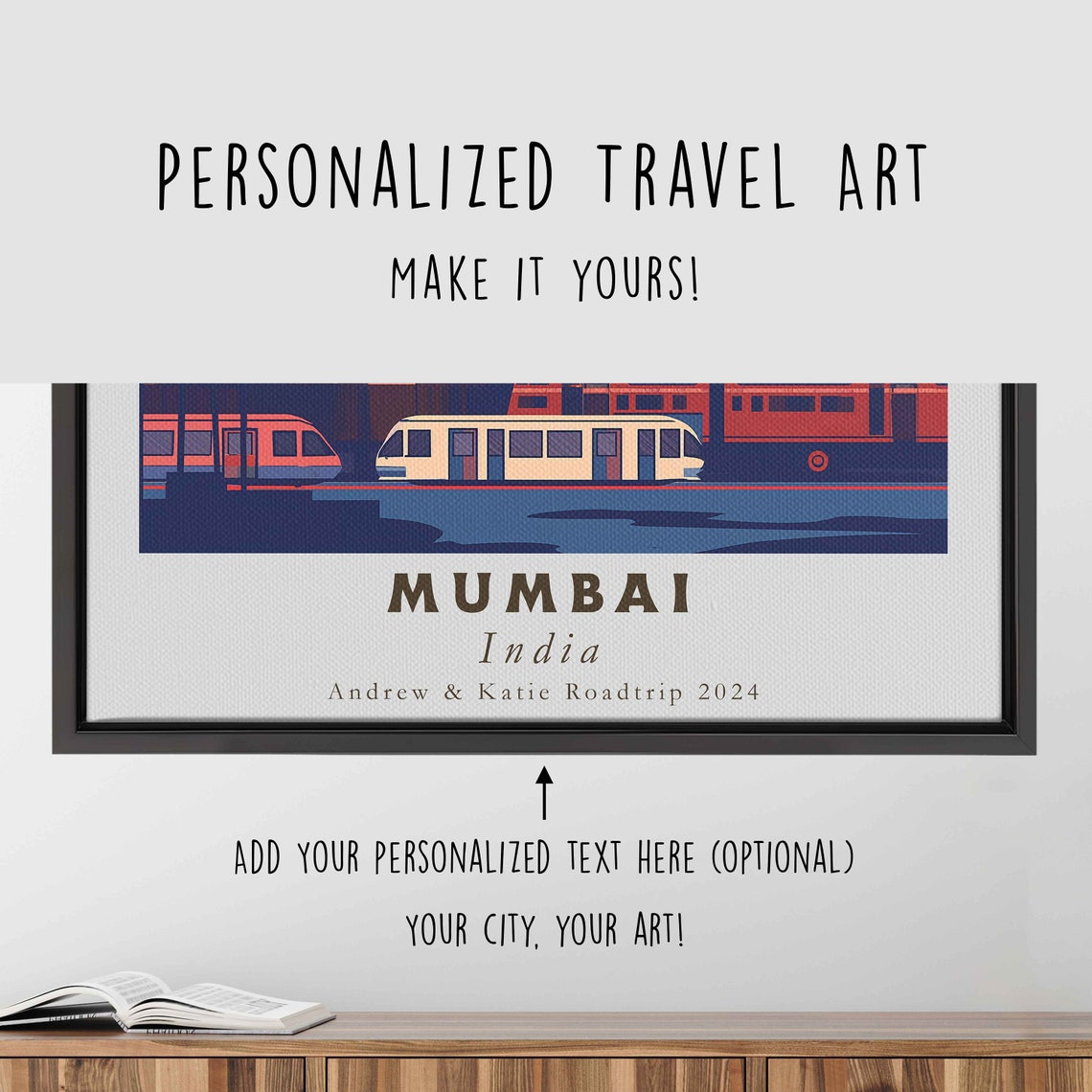 Mumbai India Vintage Sunset Harbor Palace Scene Retro Travel Poster - Image 4