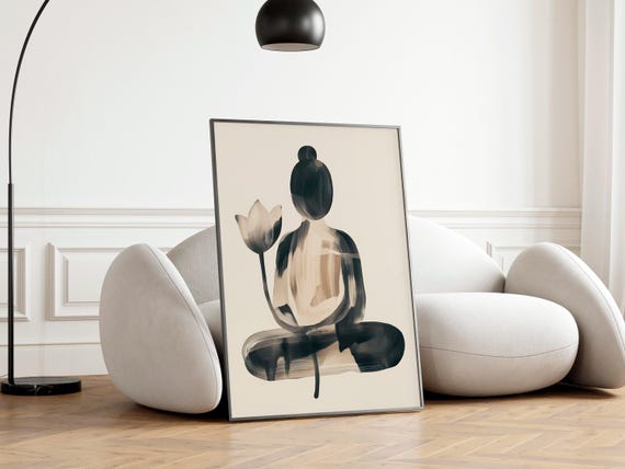 Silhouette Japandi Wall Art Print Minimalist Brushstroke Poster Japanese Zen Decor For Peaceful Interiors