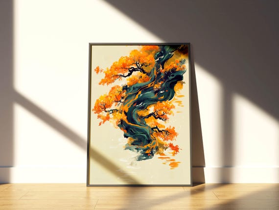 Wabi Sabi Wall Art Print Japandi Nature Poster Abstract Tree Painting Modern Zen Home Decor Eternal Flow