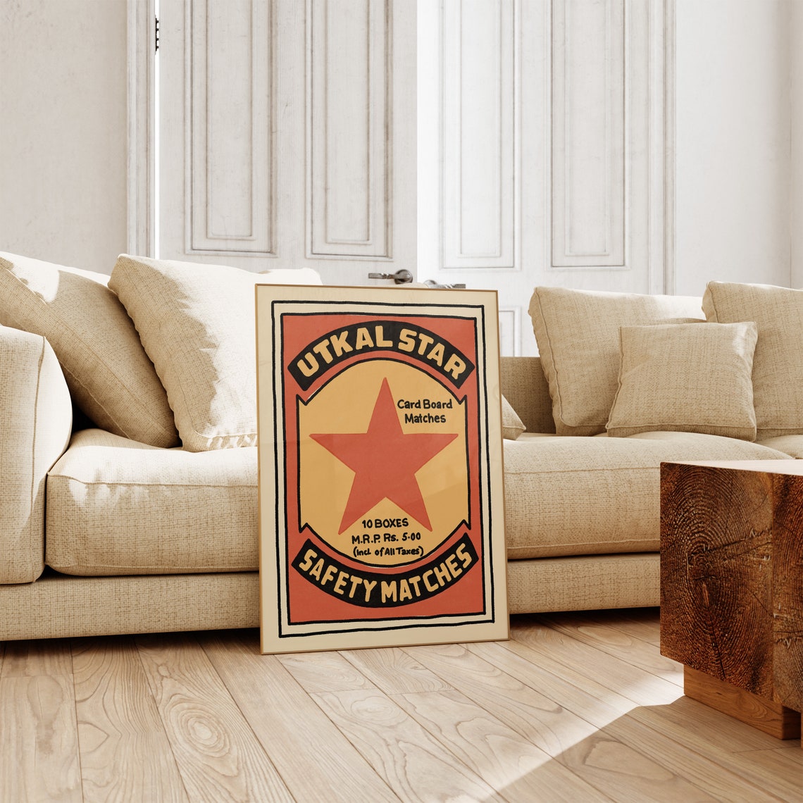 Utkal Star Safety Matches Retro Indian Matchbox Label Bold Art Poster - Image 2