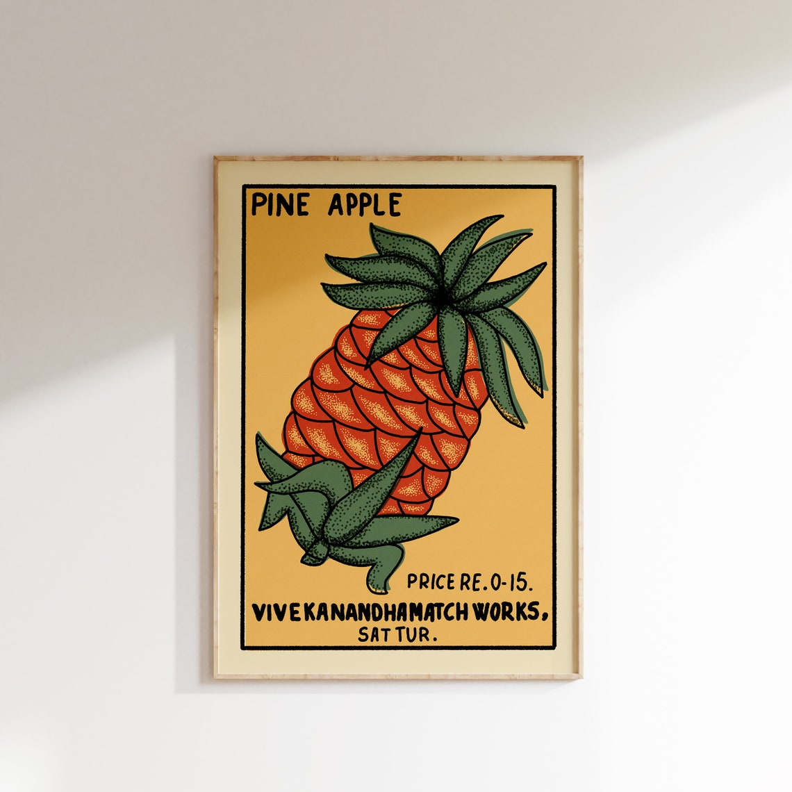Pine Apple Retro Indian Matchbox Label Tropical Fruit Vintage Poster