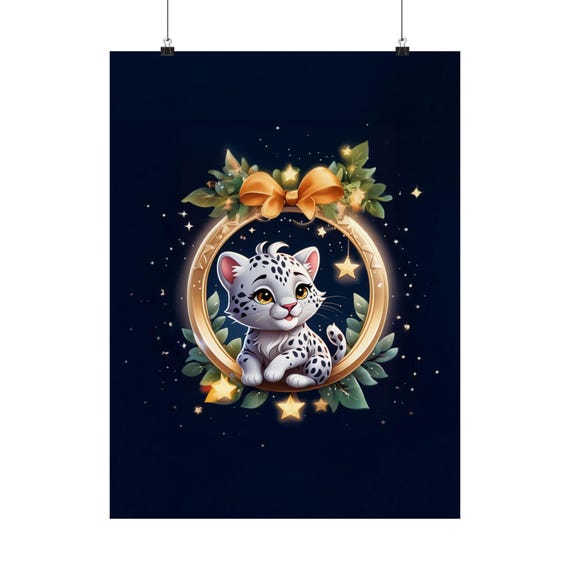 Snow Leopard Cute Baby Leopard, Holiday Decor