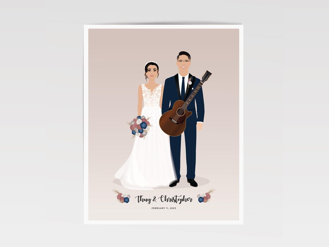 Custom Couple Portrait, Wedding Anniversary Gift - Image 5