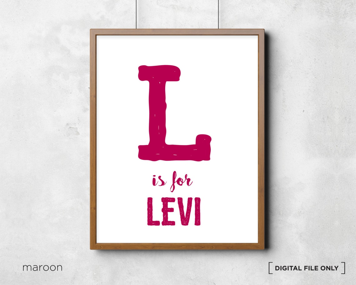 Letter B Is For Ben Grey Initial Personalized Nursery Poster - Image 2