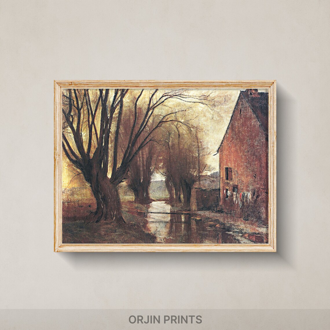 Pollard Willows Canal Brick Farmhouse Golden Tones Art Poster