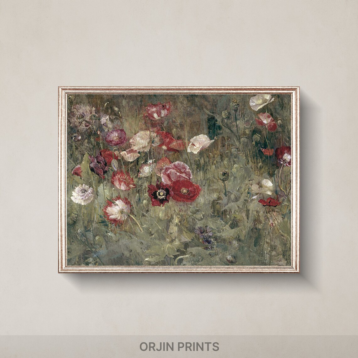 Poppy Field Impressionist Painting Red Poppies Blooming Meadow Poster
