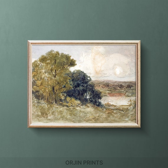 On The Seekonk Pastoral Landscape Print Vintage River Scene Wall Art Orjin Prints 5200
