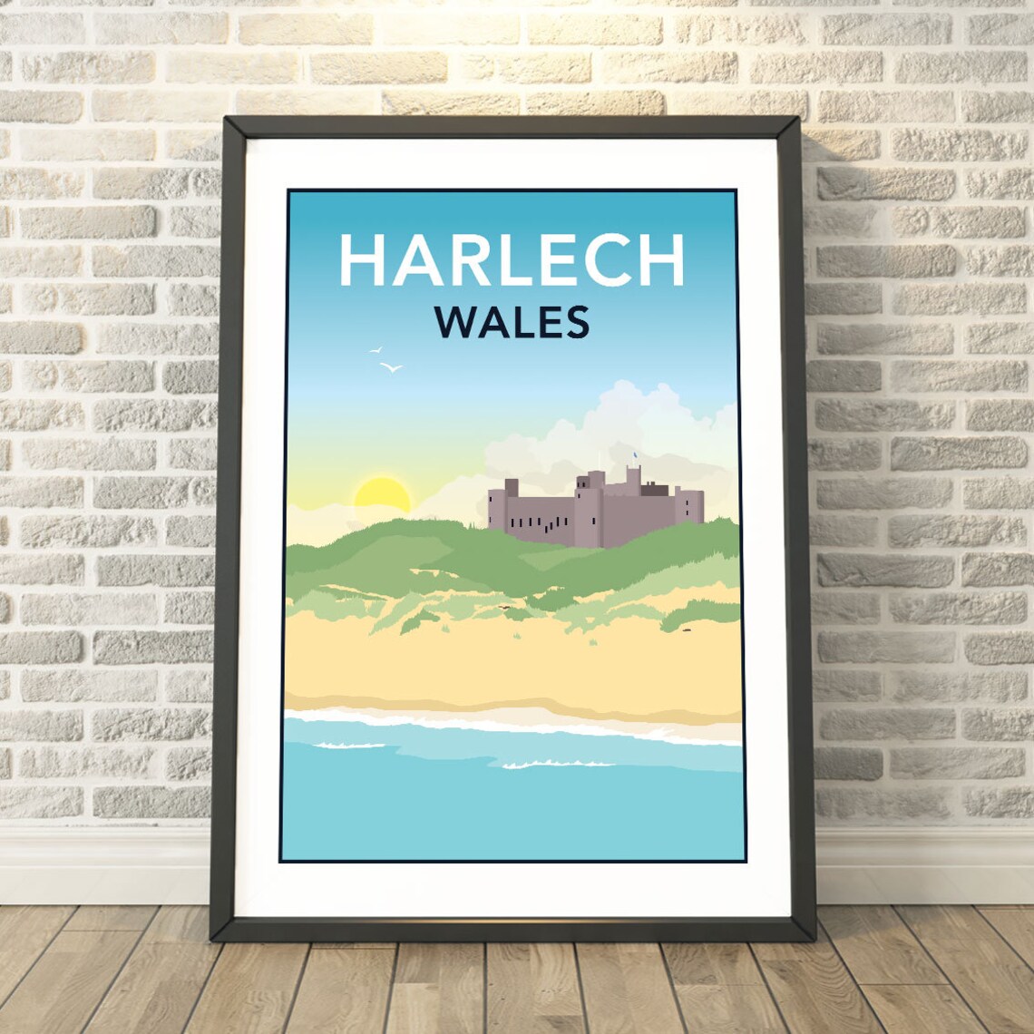 Harlech Castle Wales Travel Poster, Memory Capture