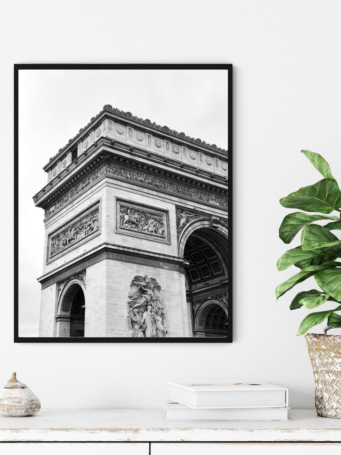 Arc De Triomphe Sculptures Close Up Black And White Paris Poster - Image 3
