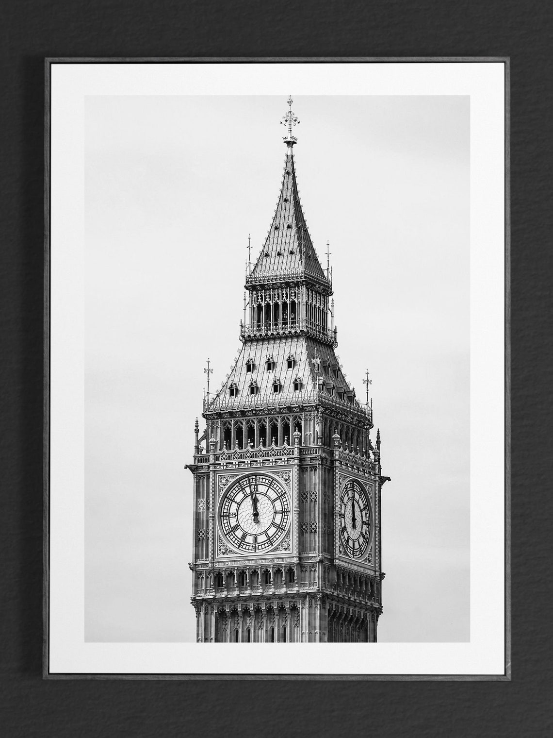 Big Ben Clock Tower Close Up Black And White London Photo Poster - Image 4