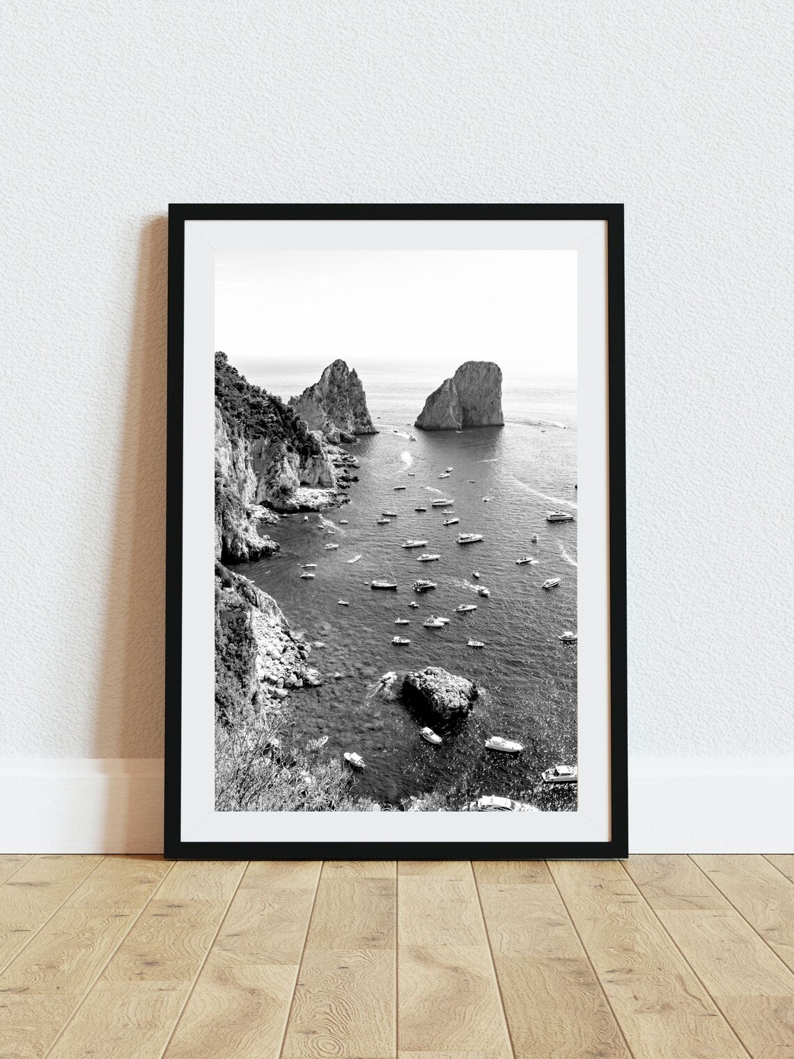 Capri Beach Print, Black And White Beach Art