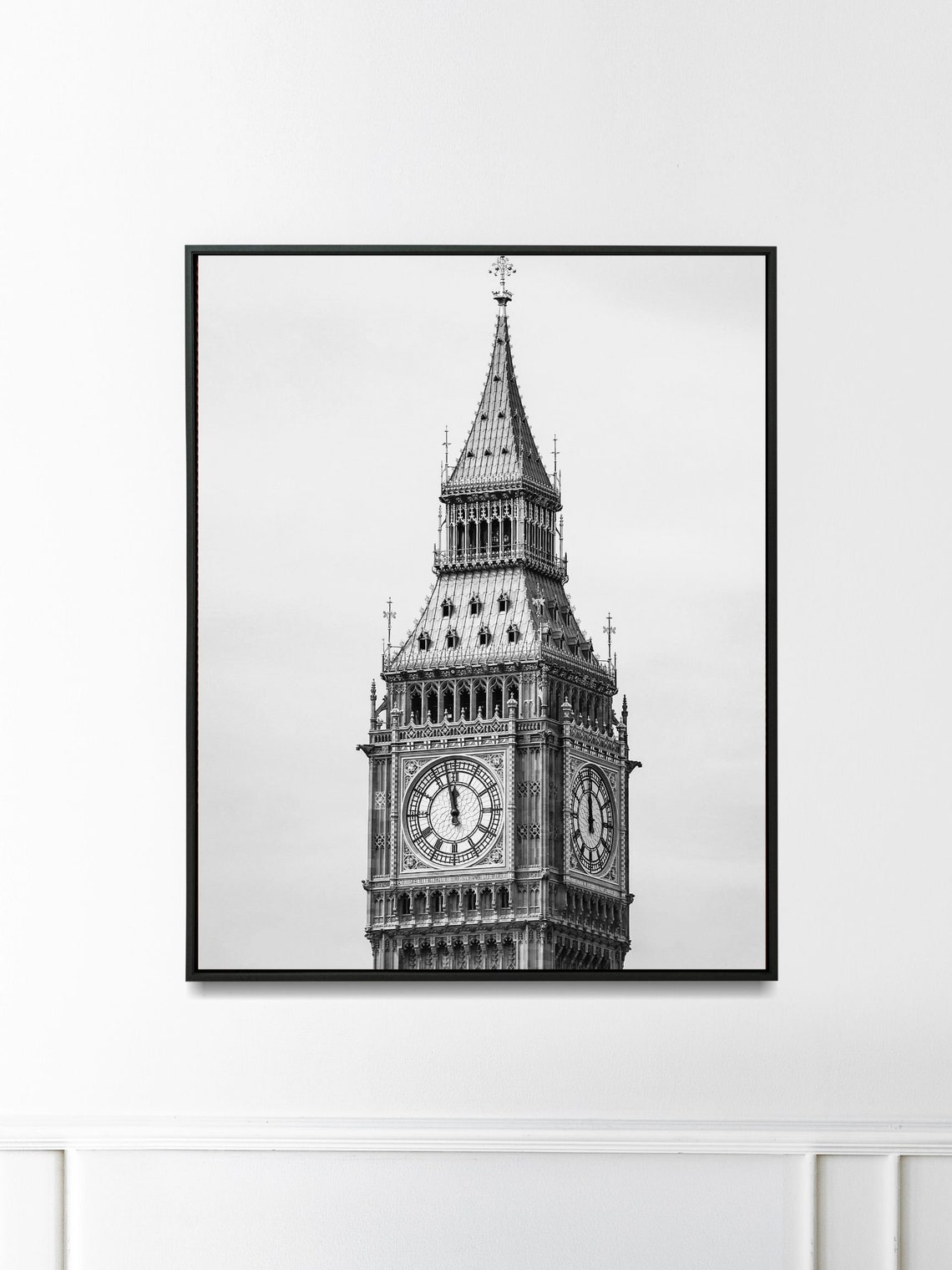 Big Ben Clock Tower Close Up Black And White London Photo Poster - Image 3