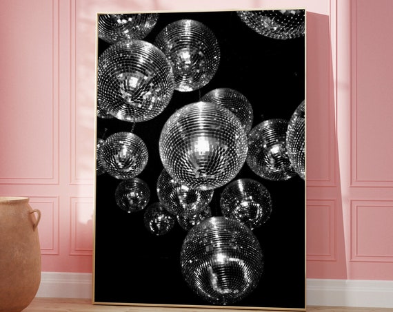 Funky Disco Ball 70s Art Print Retro Dorm Room Decor Digital Download