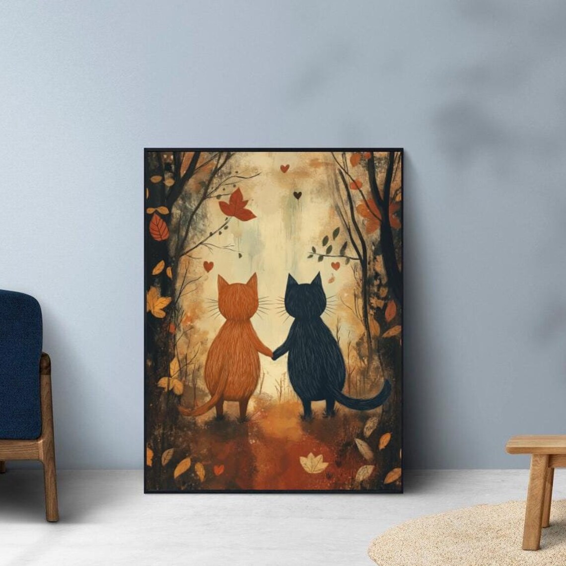 Romantic Cat Couple, Valentines Day Love Theme