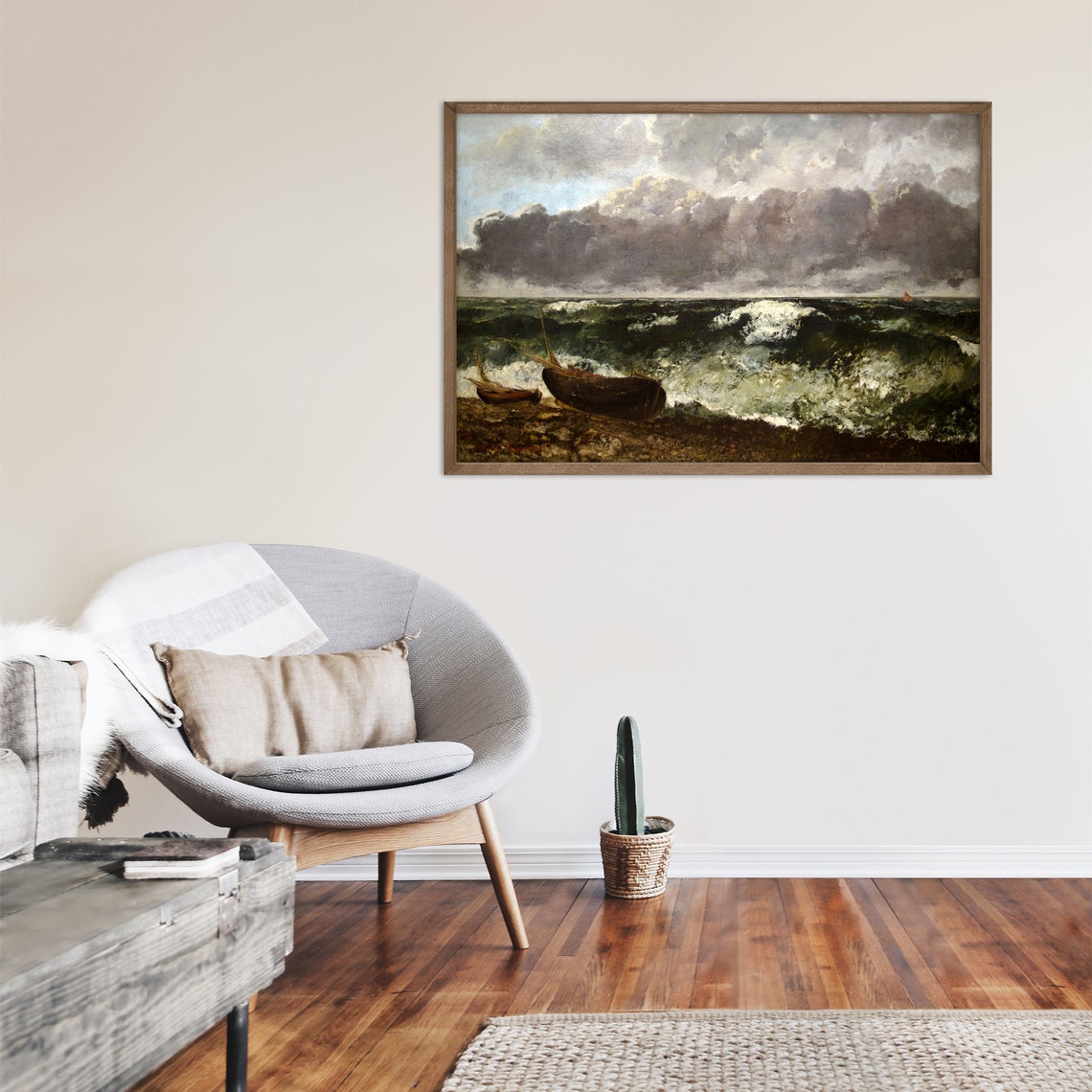 Courbet The Stormy Sea 1869 Dramatic Waves Boat Classic Print - Image 2