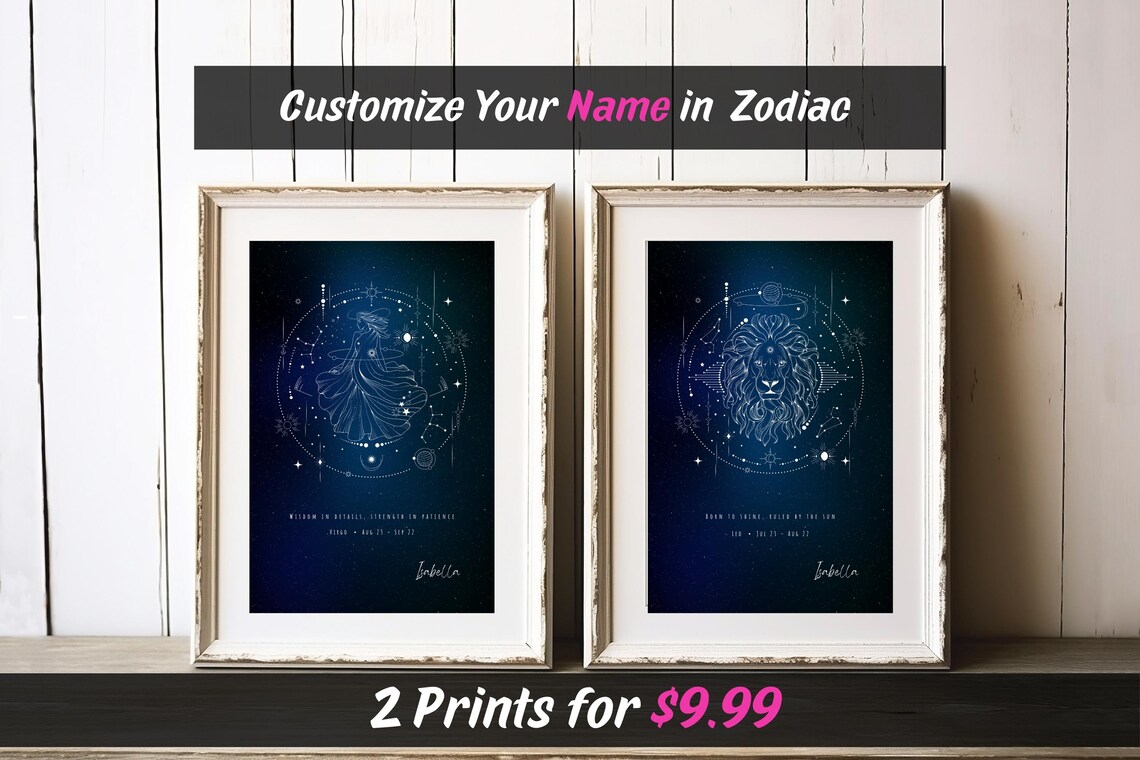 Custom Couple Zodiac Personalized Astrology Art