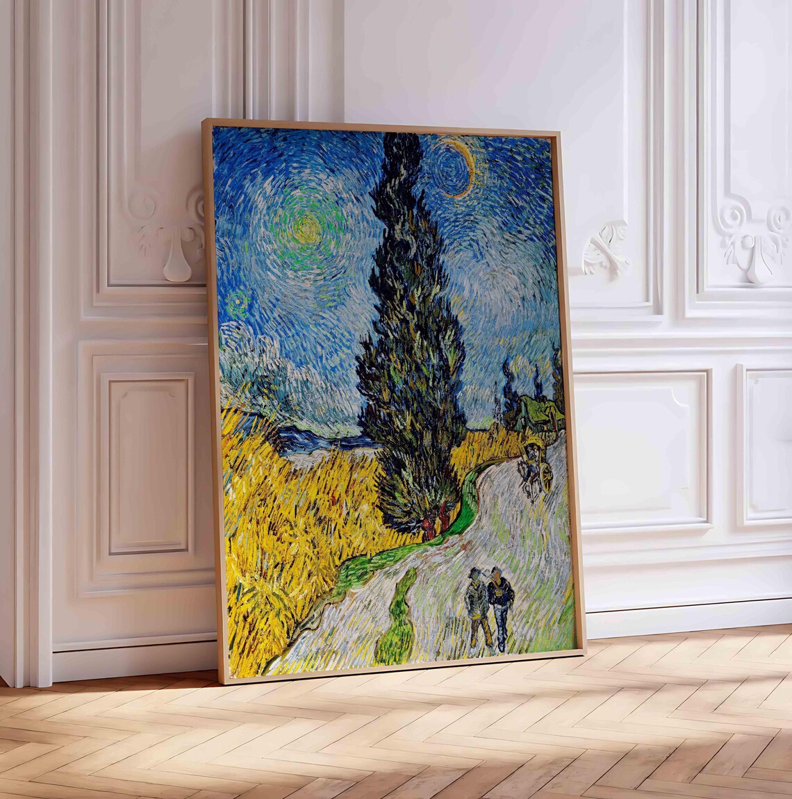 Van Gogh Night Landscape, Moody Sky Art Print