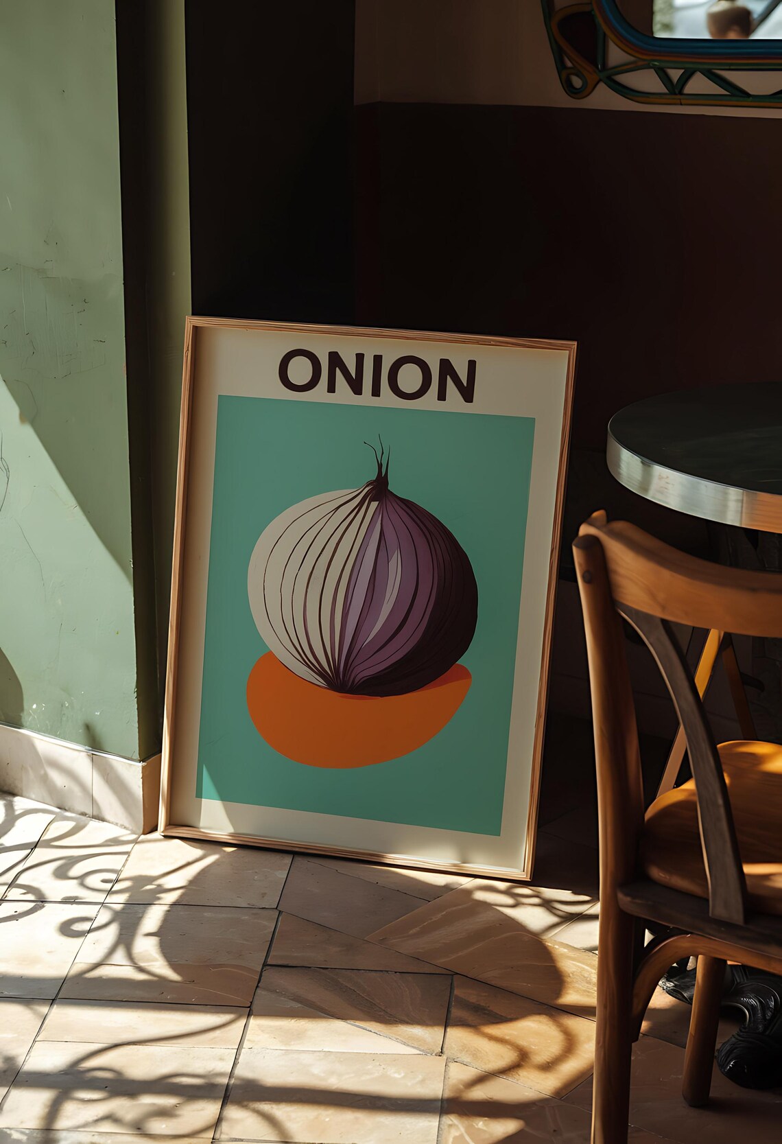 Onion Retro Art Print, Rustic Kitchen Decor - Image 2