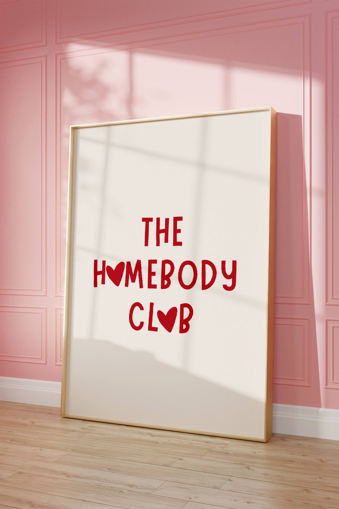 The Homebody Club Red Heart Letters Cozy Statement Wall Poster