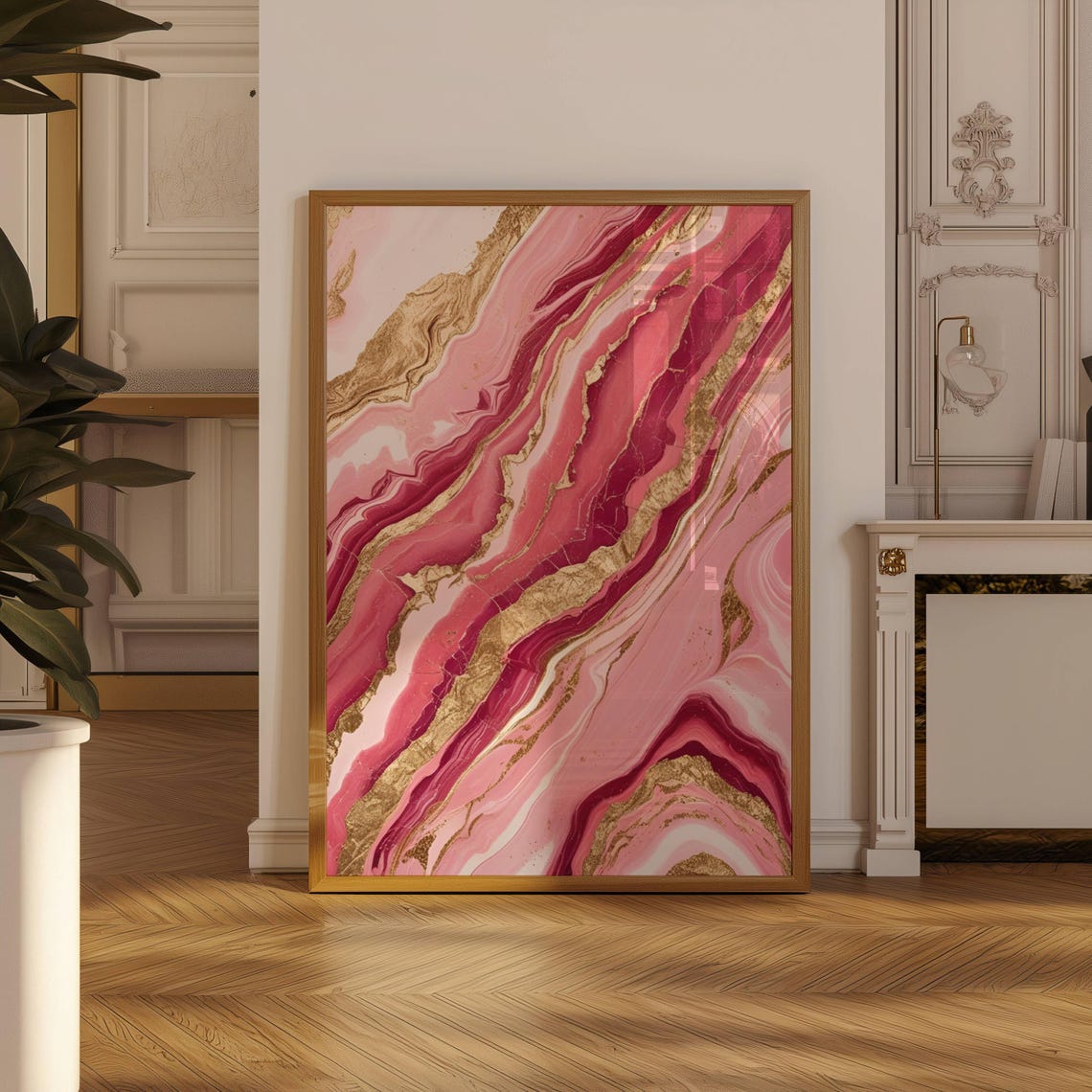 Pink And Gold Marble Abstract Luxury Glam Home Wall Decor Poster